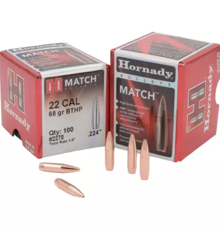 .224 Hornady BTHP Match 68gr luoti 100kpl - 224 (222; 223; 5,56) kiväärin luodit - 201130 - 2