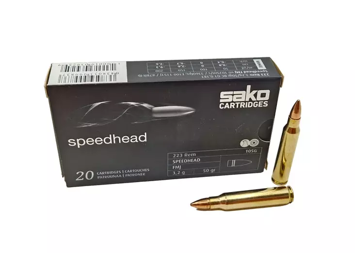 223 Rem SAKO Speedhead 50gr FMJ 20kpl - 223 Rem. -kiväärinpatruunat - C611105GSA10 - 4
