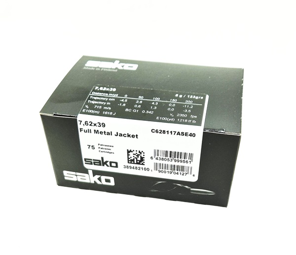 7,62x39 SAKO 8,0g FMJ - 7,62x39 -kiväärinpatruunat - C628117ASE40 - 4