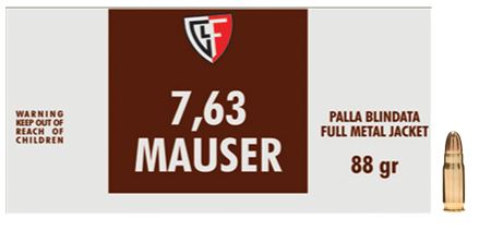 7.63 Mauser FIOCCHI 88gr FMJ 50pcs - Other handguns cartridges - 707630 - 1