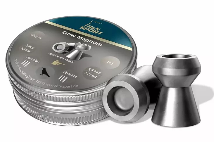 H&N 4.5mm Crow Magnum 0.60g 500pcs - 4.5mm airgun pellets - 4047058002040 - 1