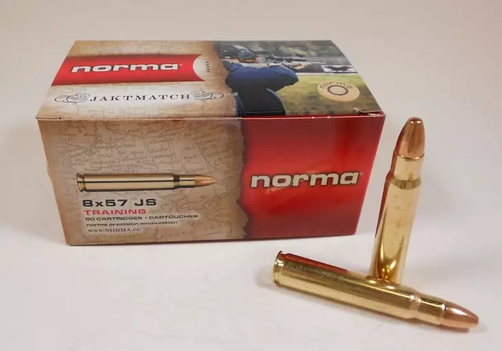 8x57 JS NORMA 8,0g Jaktmatch FMJ 50kpl - Muut kiväärin patruunat - 20180090 - 1