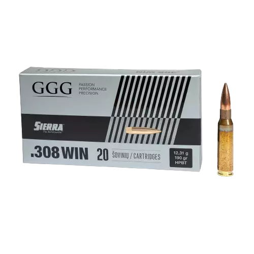 308 Win GGG 190gr Sierra HPBT 20kpl kiväärinpatruuna - 308 Win. -kiväärinpatruunat - 125540 - 1