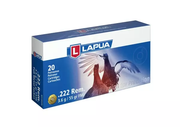 222 Rem LAPUA 3,6g FMJ 20kpl - 222 Rem. -kiväärinpatruunat - 4315021 - 2