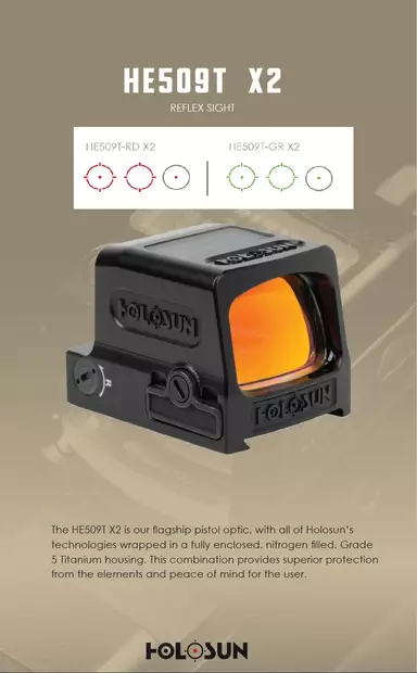Holosun HE509T X2 Elite Red Dot Sight - Enclosed red dot sights - HE509T-RD-X2 - 2