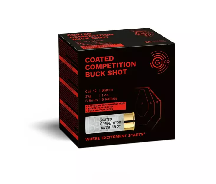 12/65 Geco Coated Competition Buck Shot 25kpl - Haulikon buckshot patruunat, yli 4mm - R2400232 - 3