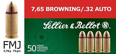 32 Auto Sellier&Bellot 4,75g/71gr FMJ 50kpl - 32 ACP pistoolin patruunat - V310232 - 1