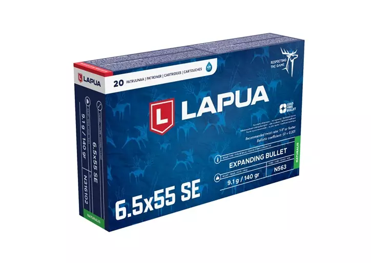 6,5x55 LAPUA Naturalis 9,1g 20kpl - 6,5x55 SE -kiväärinpatruunat - N316102 - 2