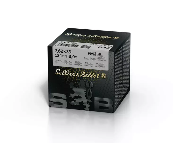 S&B 7,62x39 8g/123gr FMJ - 7,62x39 -kiväärinpatruunat - V340842 - 3