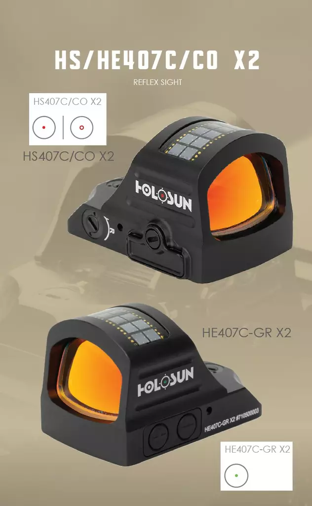 Holosun HS 407C X2 Red Dot Sight 2MOA Dot - Aawee.fi webstore