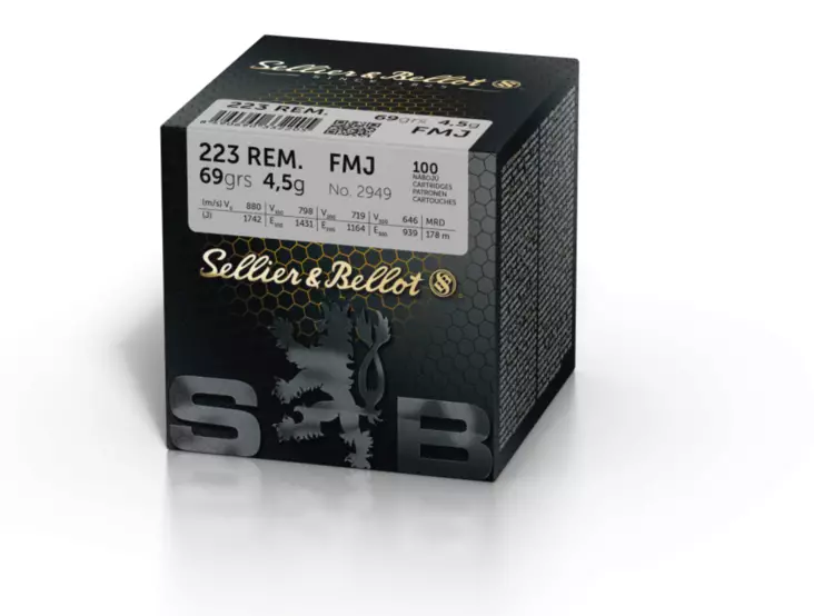 .223 Rem Sellier & Bellot 4.5g / 69gr FMJ Rifle Cartridge - 223 Rem. -rifle cartridges - V342962 - 1