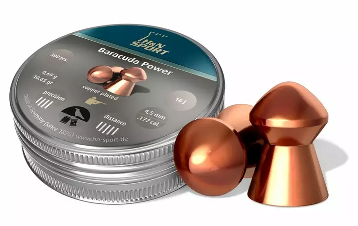 H&N 4.5mm Baracuda Power 0.69g 300pcs - 4.5mm airgun pellets - 4047058011653 - 1