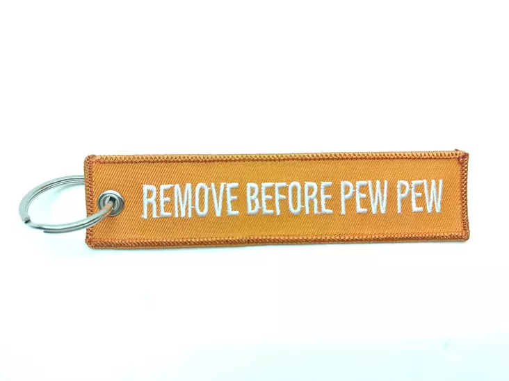 Remove Before Pew Pew avaimenperä oranssi / valkoinen - Chamber flagit ja avaimenperät - AW4003 - 1