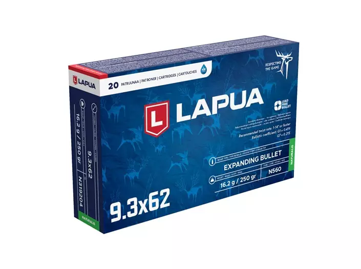 9.3x62 Lapua Naturalis 16.2g 20pcs - 9.3x62 rifle cartridges - N319204 - 3