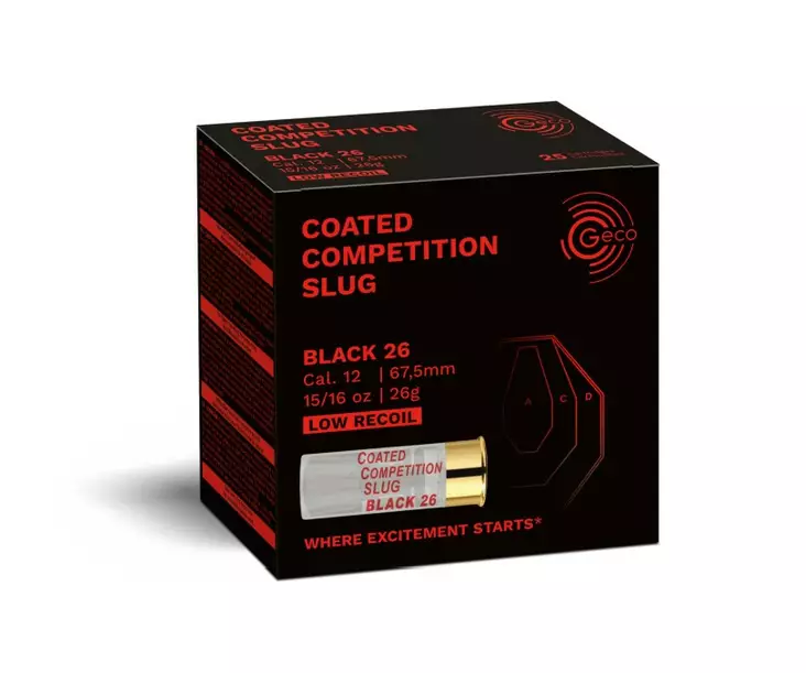 12/67,5 GECO Coated Competition Slug Black 26g - Haulikon täyteiset patruunat eli slugit - R2317625 - 3