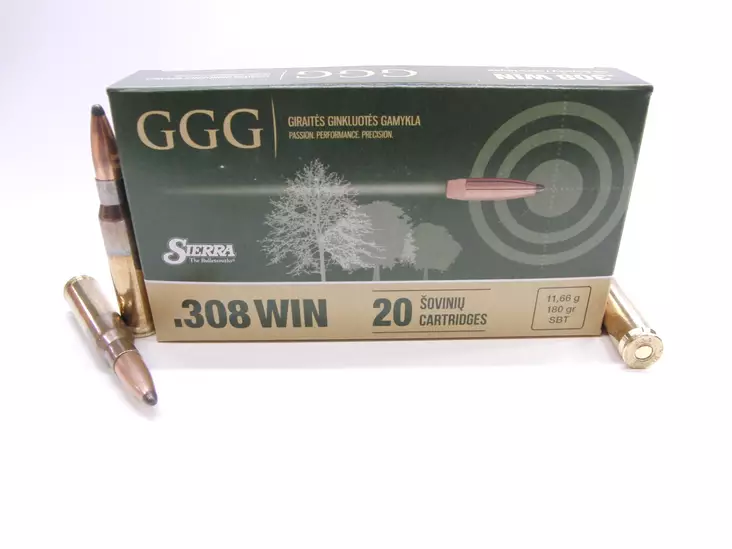 308 Win GGG 180gr SBT 20kpl kiväärinpatruuna - 308 Win. -kiväärinpatruunat - 125535 - 1