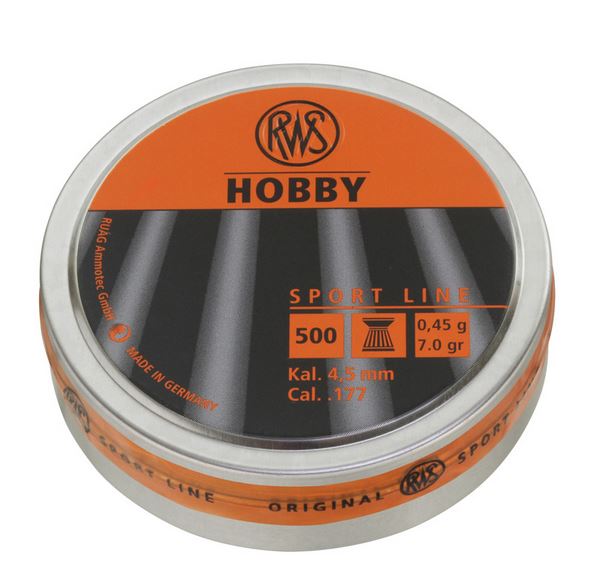 RWS 4,5mm Hobby Sport Line 0,45g ilmakiväärin luoti - 4,5 mm ilma-aseiden luodit - P8RA2136406 - 1
