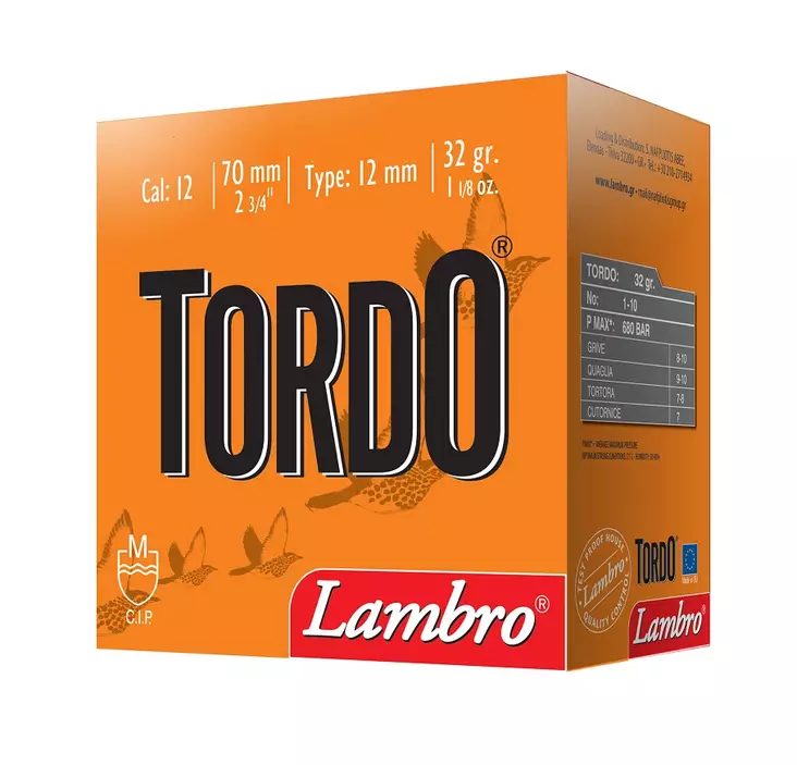 12/70 Lambro Tordo 32g 6# 2.7mm 25 ptr - 12/70 haulikon metsästyspatruunat - 02-LA-Tordo-32-06 - 1