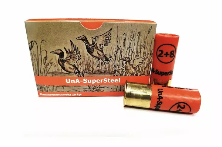 12/70 UnA - SuperSteel 32g 2.25mm+3.81mm 10pcs - 12/70 shotgun hunting cartridges - 6430068624339 - 1