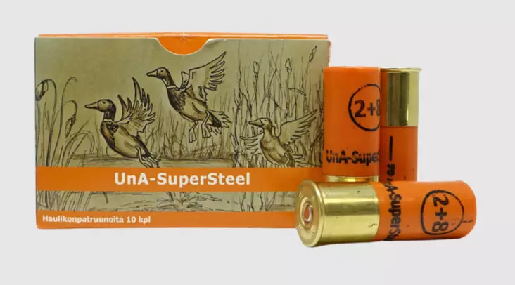 12/70 UnA - SuperSteel 32g 8+2 Pack of 10 - 12/70 shotgun hunting cartridges - 6430068624339 - 1
