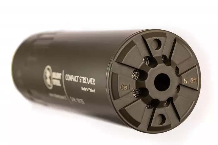 Silent Steel Compact Streamer 5.56/7.62/9mm OD Green QD Suppressor - Rifle flow throught Silencers - CST556ODG-SS-QD - 1