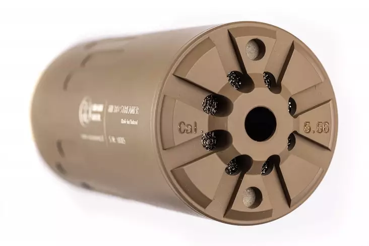 Silent Steel Micro Streamer 5,56/7,62/9mm FDE QD äänenvaimennin - Kiväärin läpipuhaltavat vaimentimet - MST556FDE-SS-QD - 1