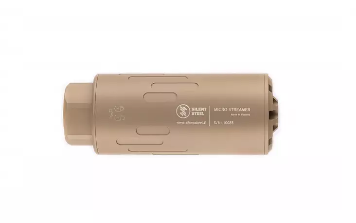 Silent Steel Micro Streamer 5.56/7.62/9mm FDE QD Suppressor - Rifle flow throught Silencers - MST556FDE-SS-QD - 1