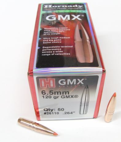 6,5mm Hornady 7,8g / 120gr GMX Kupariluoti 50kpl - 6,5mm kiväärin luodit - 201750-G - 1