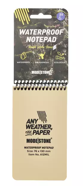 Modestone Waterproof Notepad 76x130mm Sand Color, 50 Sheets, 100 Pages - Note-taking and writing tools - A12MIL - 1