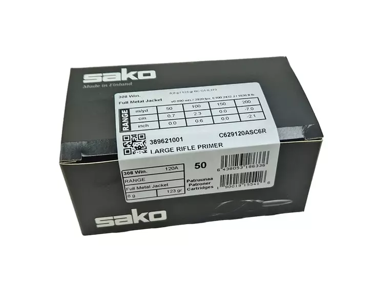 308 Win SAKO Range 8,0g FMJ 50kpl - 308 Win. -kiväärinpatruunat - C629120ASC6R - 4