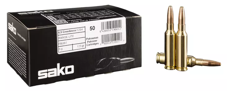 6,5 Creedmoor Sako Range Lite 8,g FMJBT - 6,5 Creedmoor -kiväärinpatruunat - C663125HSC6R - 1