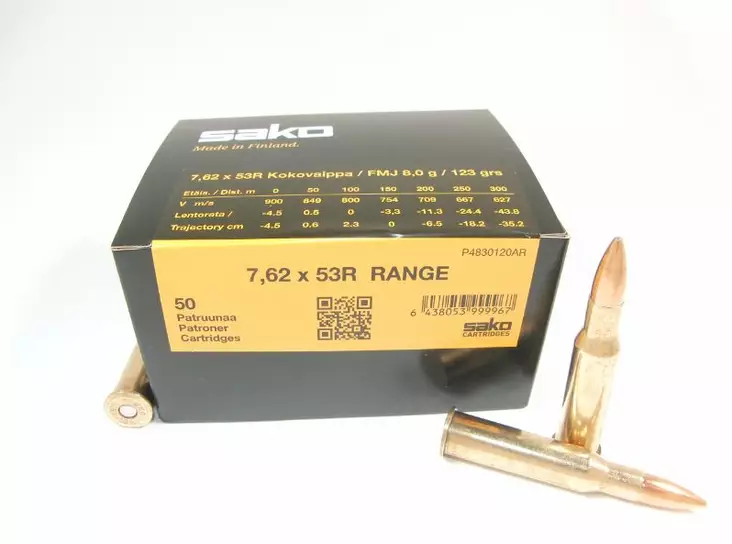 7,62x53R SAKO Range 8,0g FMJ - 7,62x53R & 7,62x54R -kiväärinpatruunat - C630120ASC6R - 1