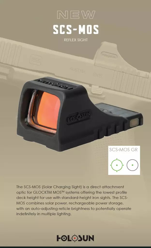 Holosun SCS Glock MOS Green Dot Sight Green Dot Sight MRS / 2MOA +